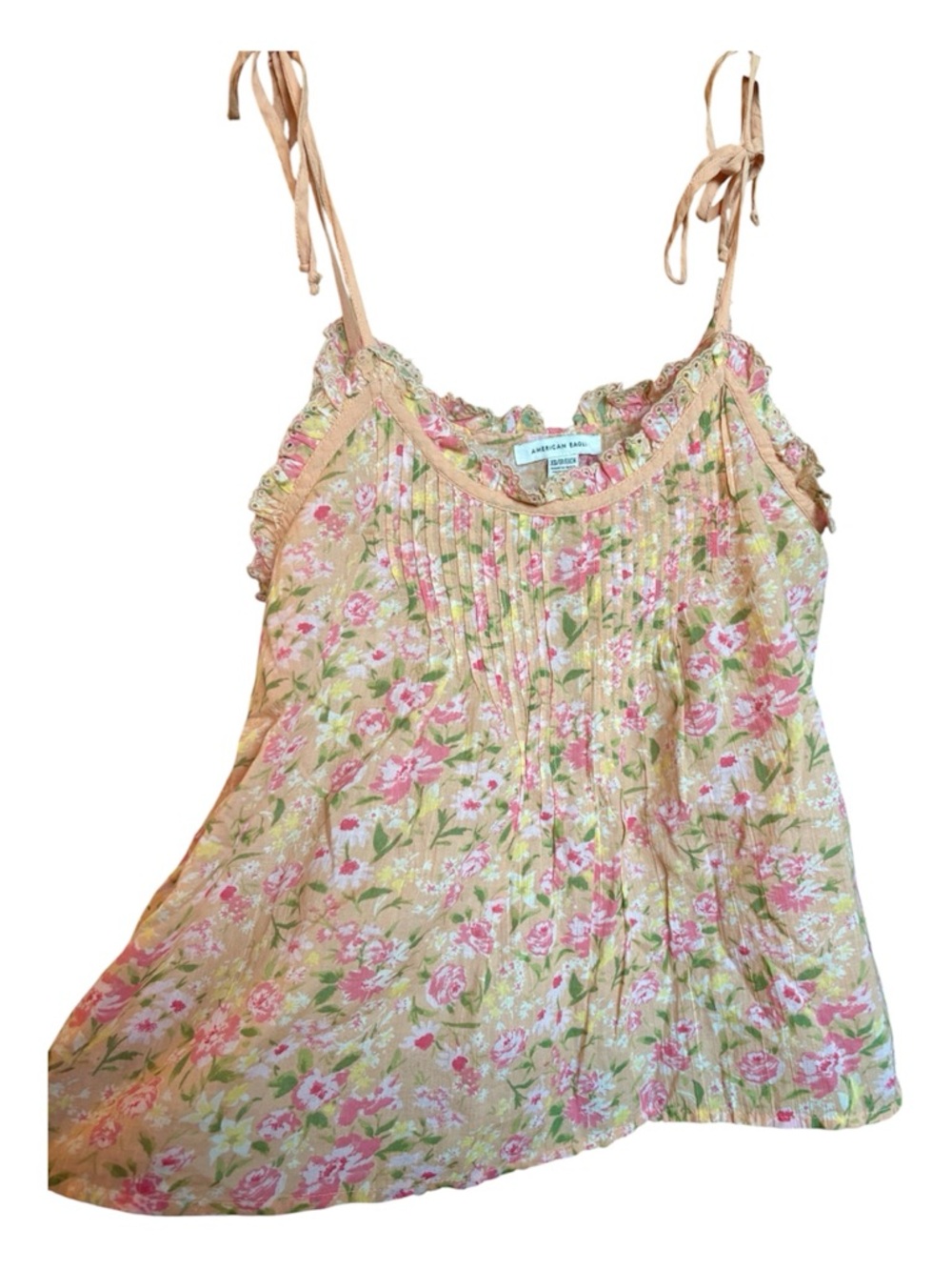 American Eagle Outfitters Floral Tie-Shoulder Camisole with Pink Flowers